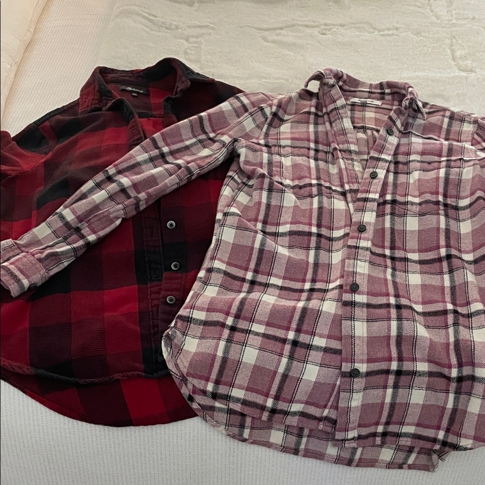 Madewell Women’s Plaid Button-Up Shirts - Red & Pink